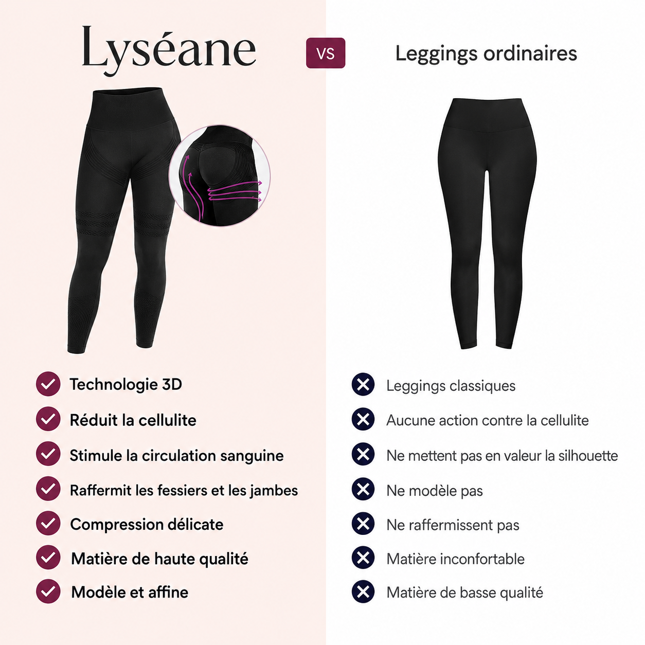 Leggings Modelants 3D – Push-Up & Anticellulite