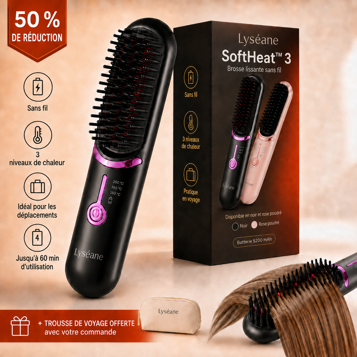 Lyséane SoftHeat™ 3 | Brosse Lissante Sans Fil